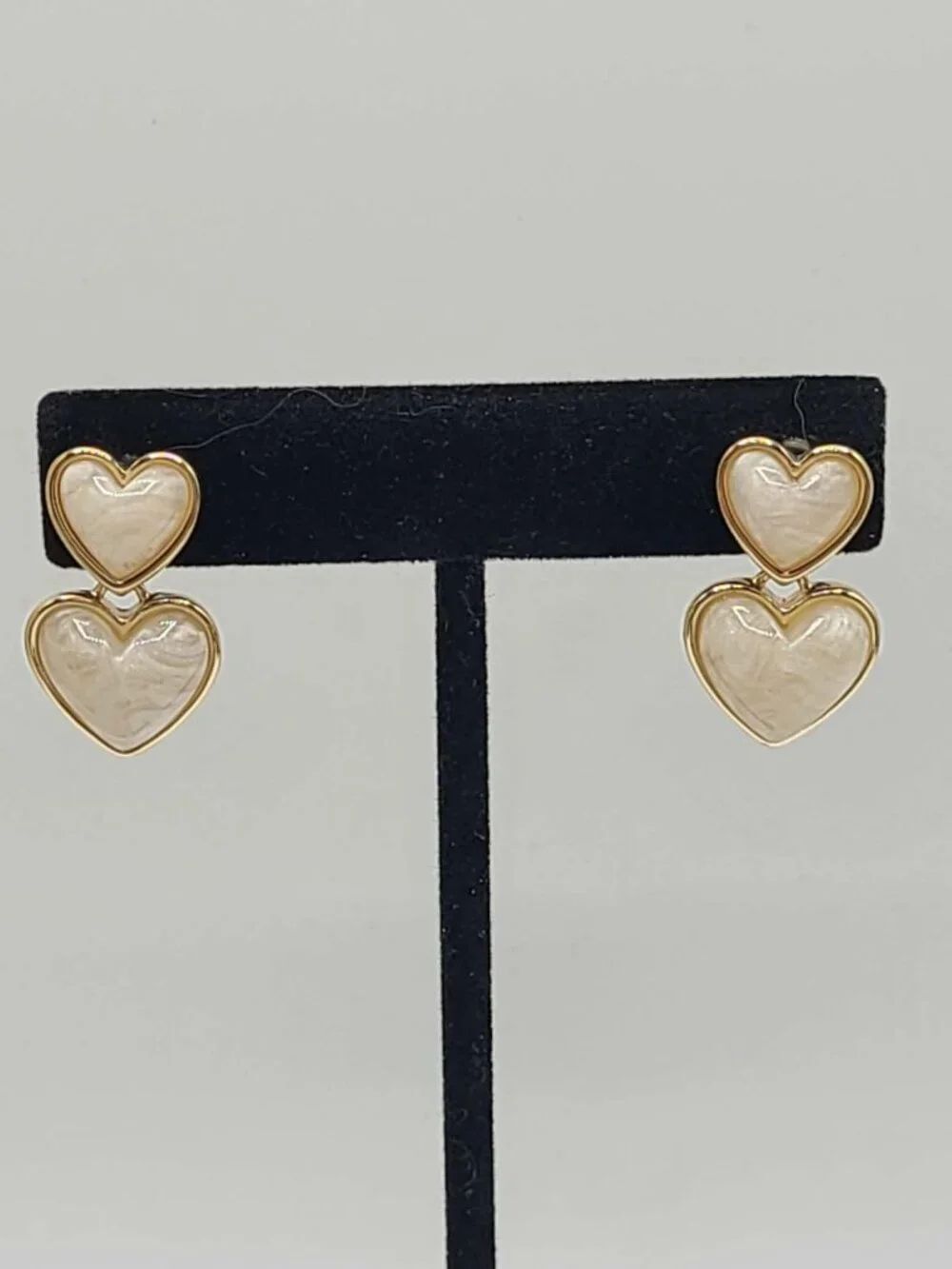 J Crew Pearl Heart Statement Earrings NWOT